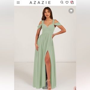 Azazie Lianne Sage Green Bridesmaid Dress. Size A6.